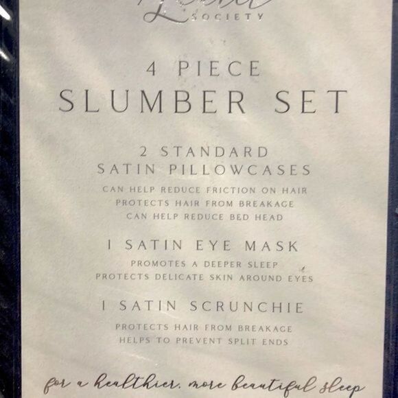 Laurel Society 4 piece satin pillowcases, 1 satin eye mask, 1 satin scrunching - Picture 2 of 3